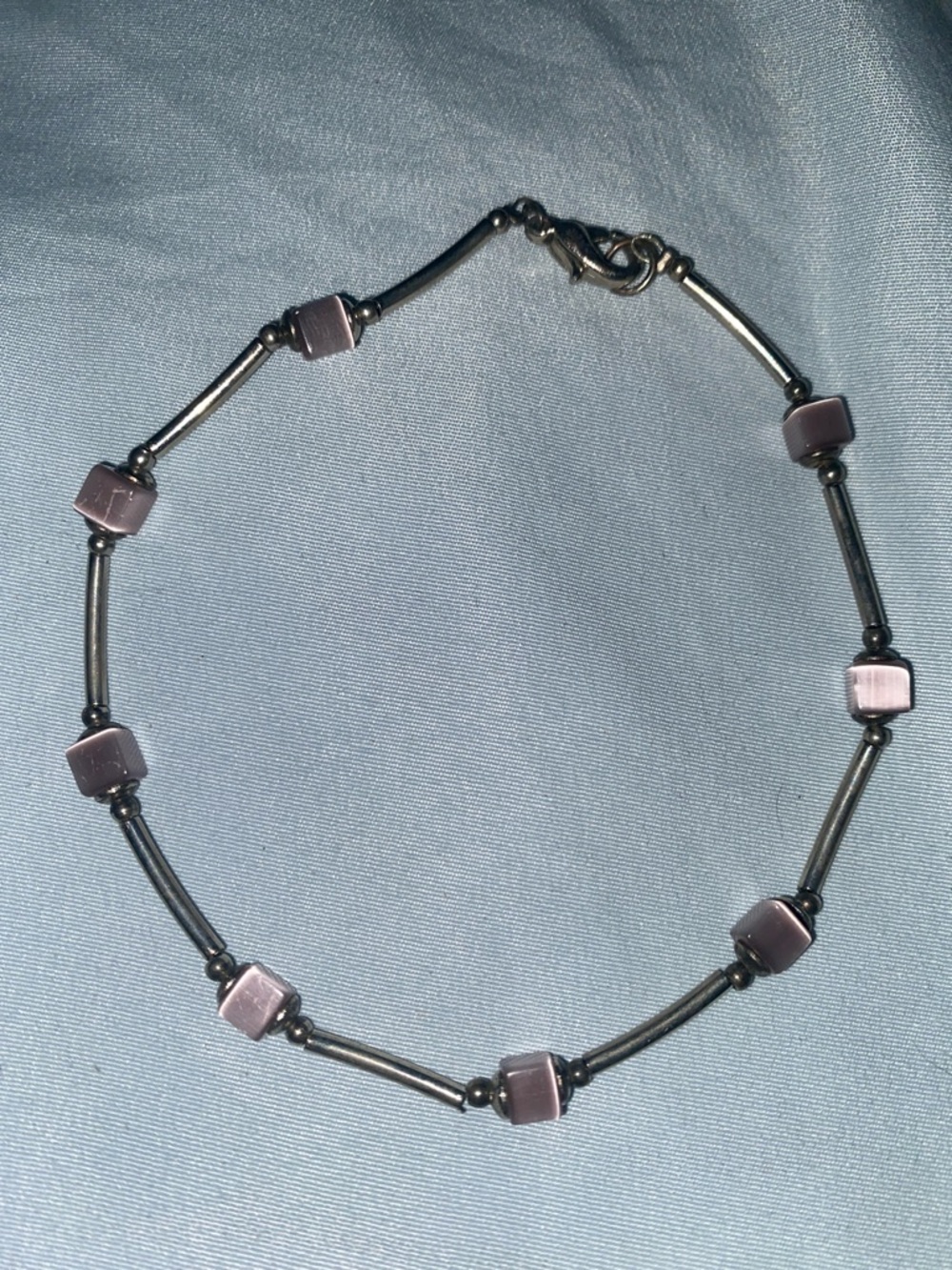 Delicate Purple Bead Link Ankle Bracelet